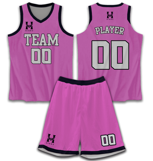 Pink With Black Border Basketball Jersey