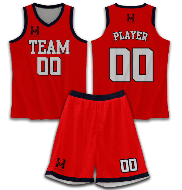 Red With Black Border Basketball Jersey