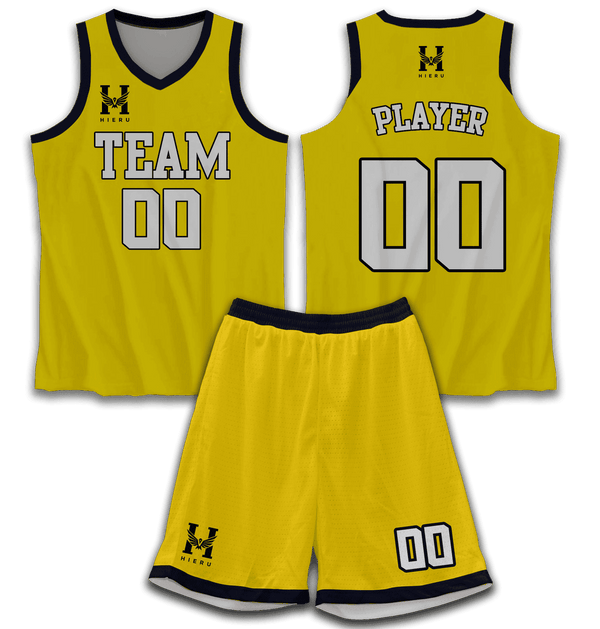 Yellow With Black Border Basketball Jersey